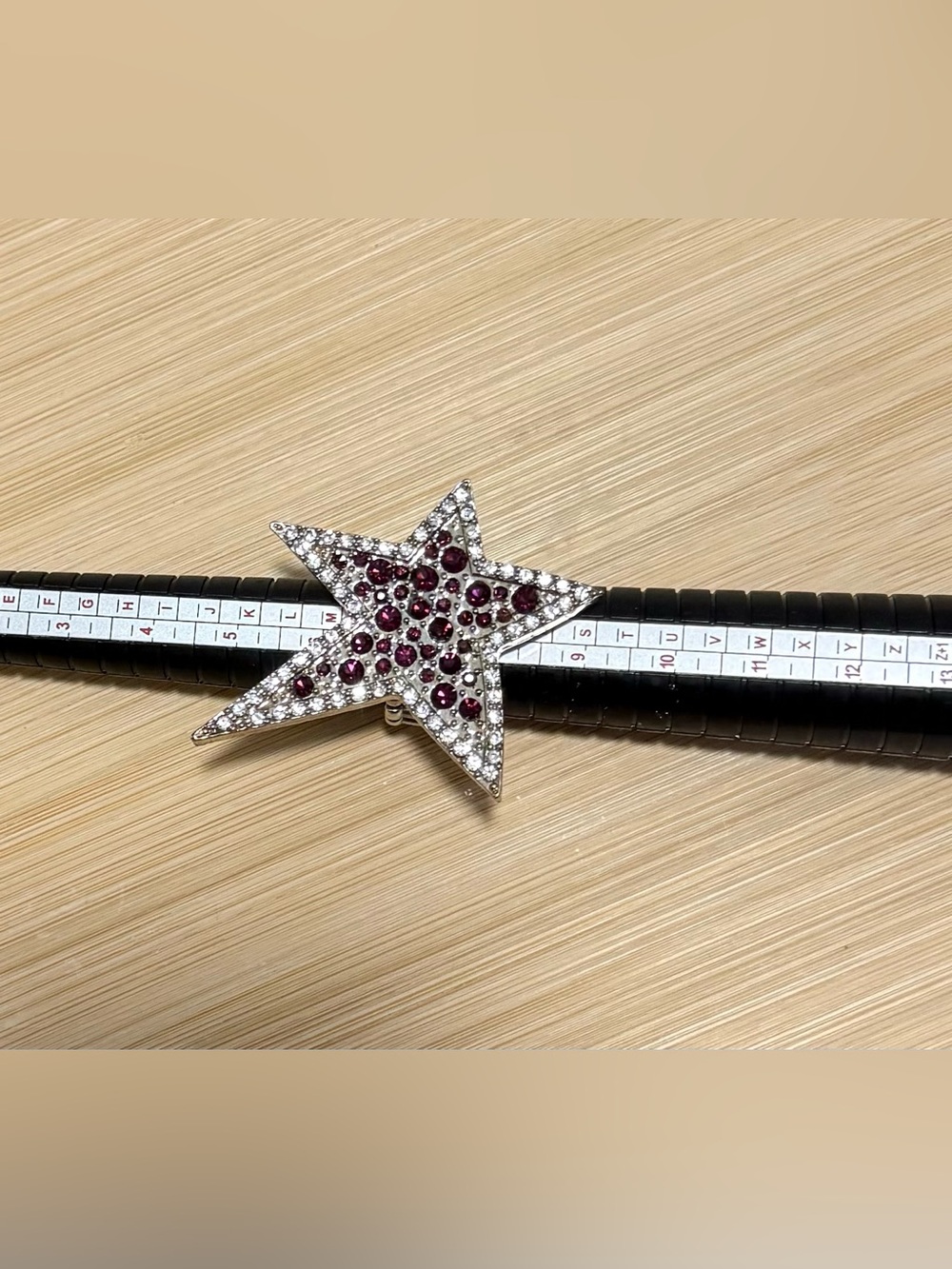 Silver and Purple Rhinestone Star Stretch Ring